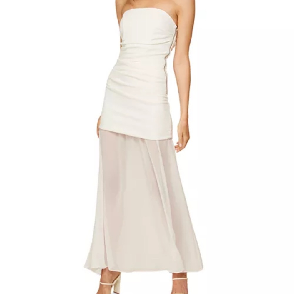 Elegant White Strapless Gown - Line & Dot Amara Mixed Media Maxi Dress